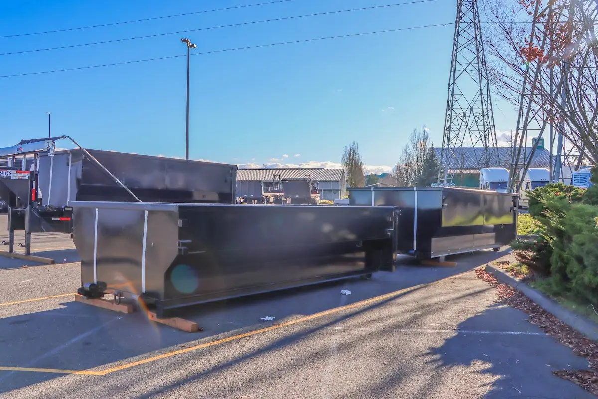 Roll-off dumpster ready for waste disposal at job site for Roll Off Dumpster Rental in Santa Monica